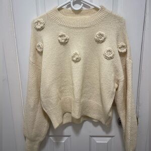 Jessica Simpson Cream Floral Embellished Sweater